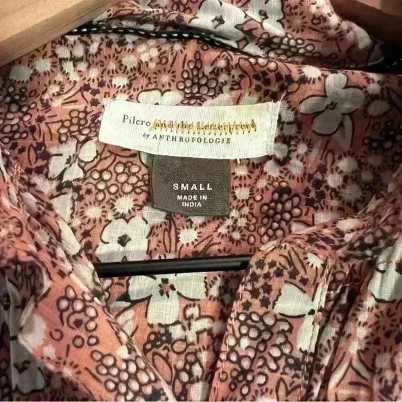 Anthropologie Pilcro And The Letterpress | Sasha Smocked Button Down Pink Blouse - Picture 12 of 13